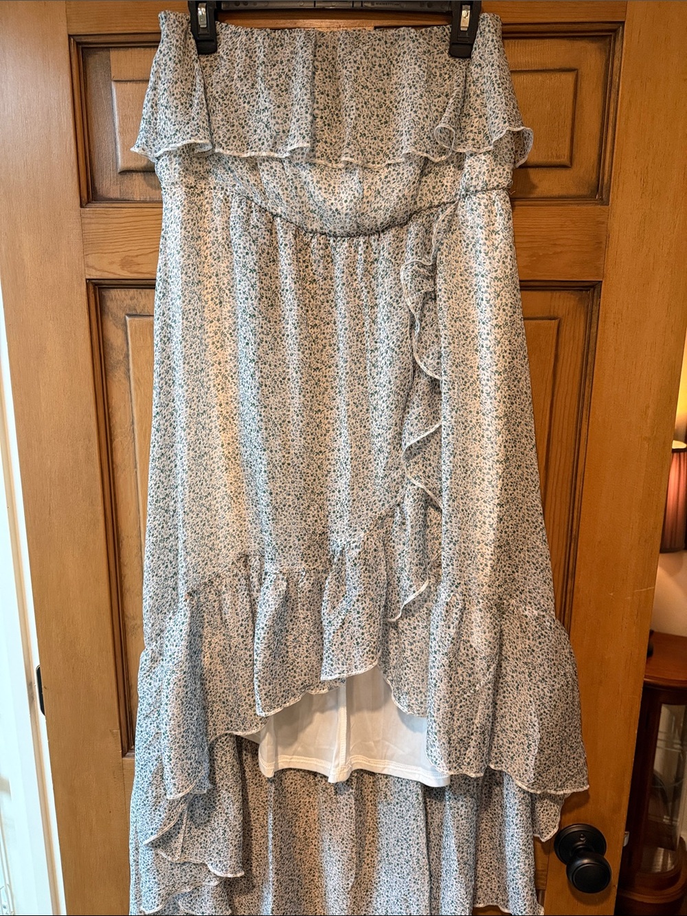 Aakaa Floral High-Low Ruffle Strapless Dress - Picture 2 of 5